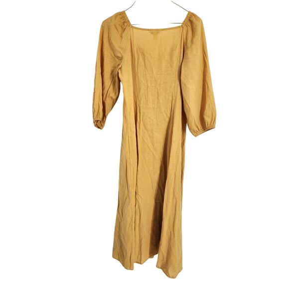 C Est 1946 Yellow Puff Sleeve Linen Blend Dress - XS - Picture 2 of 4